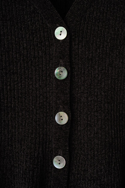 Velor touch bell cardigan(Black)