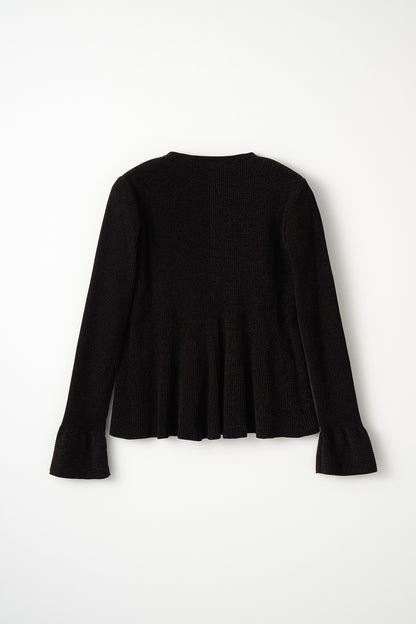 Velor touch bell cardigan(Black)