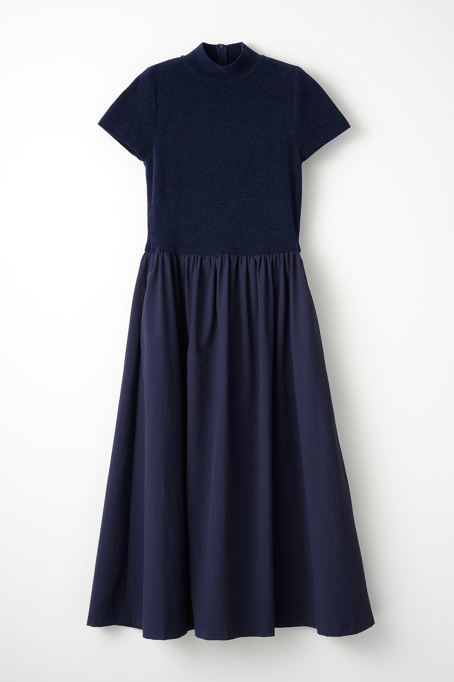 Velor touch knit dress(Navy)