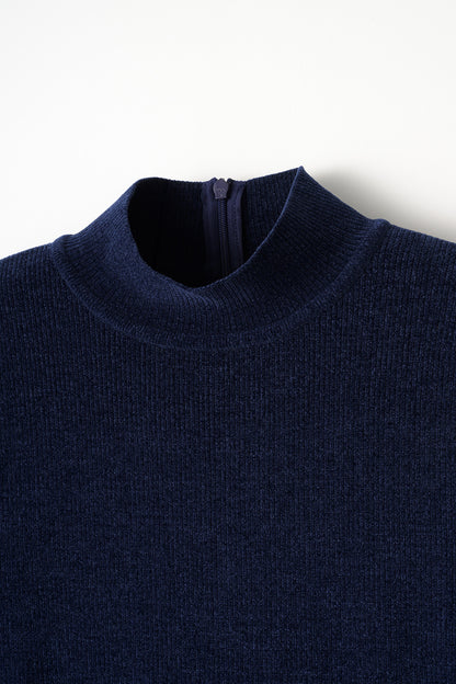Velor touch knit dress(Navy)