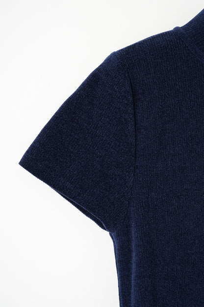 Velor touch knit dress(Navy)