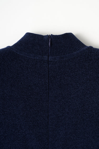 Velor touch knit dress(Navy)