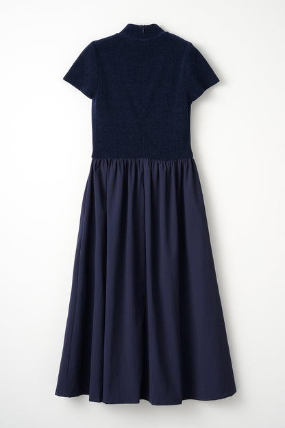 Velor touch knit dress(Navy)