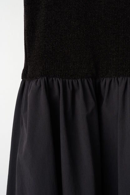 Velor touch knit dress(Black)