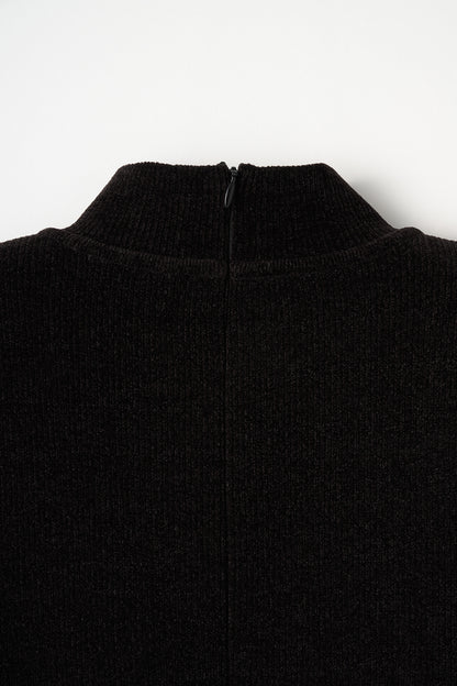 Velor touch knit dress(Black)