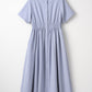 Shirring shirt dress(Blue gray)