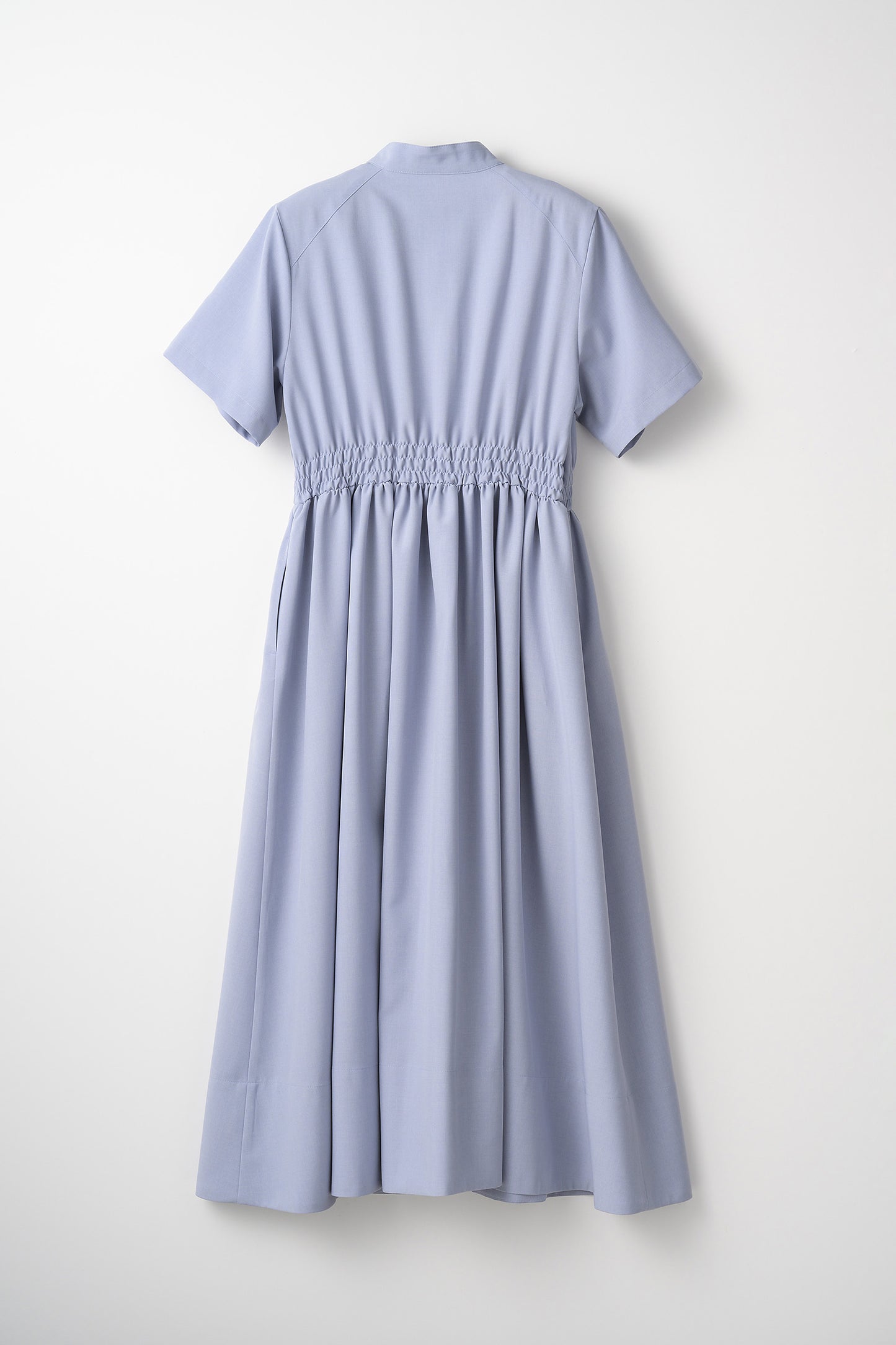 Shirring shirt dress(Blue gray)