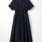 Shirring shirt dress(Navy)