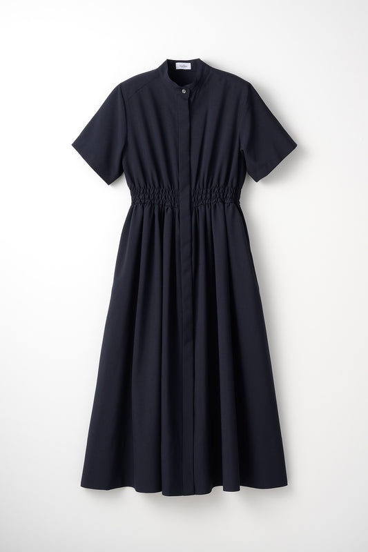 Shirring shirt dress(Navy)