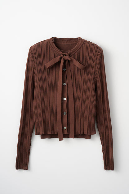 Bowtie rib ensemble knit(Chocolate)
