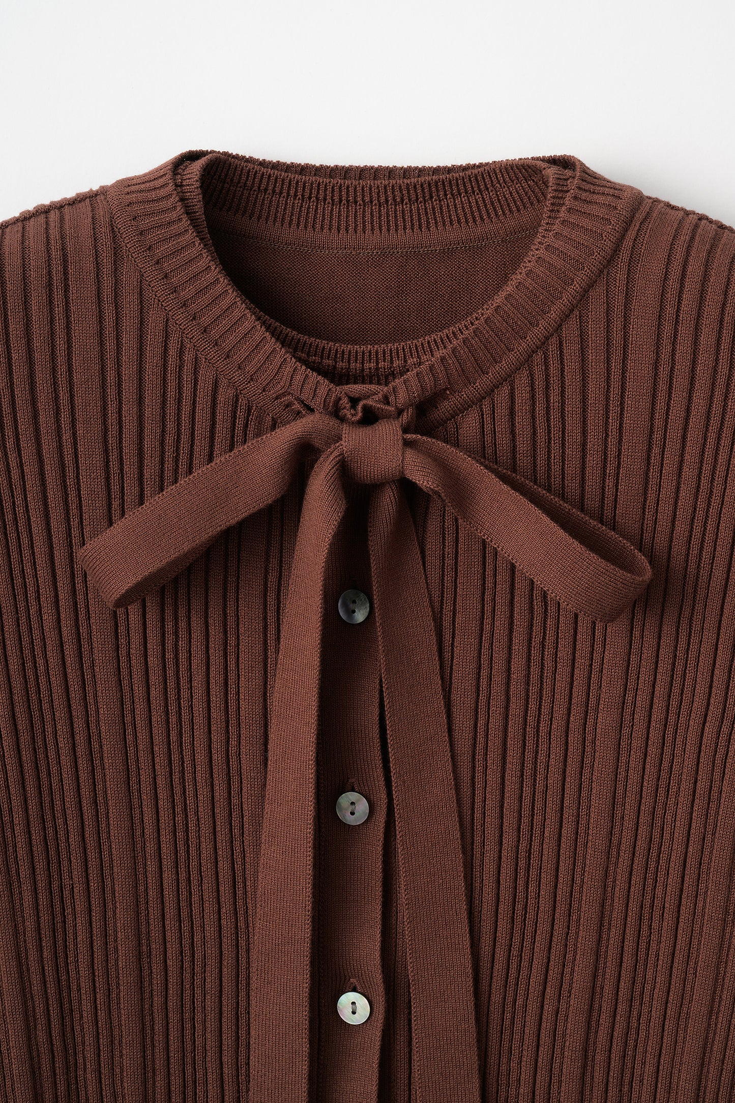 Bowtie rib ensemble knit(Chocolate)