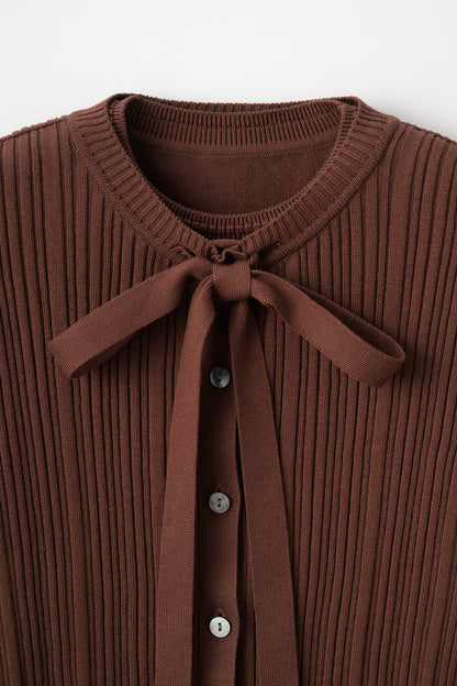 Bowtie rib ensemble knit(Chocolate)