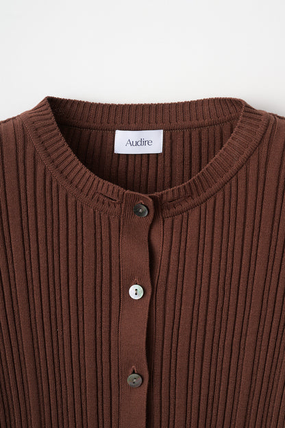 Bowtie rib ensemble knit(Chocolate)