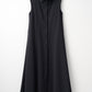 Stand neck flowing  dress(Dark navy)