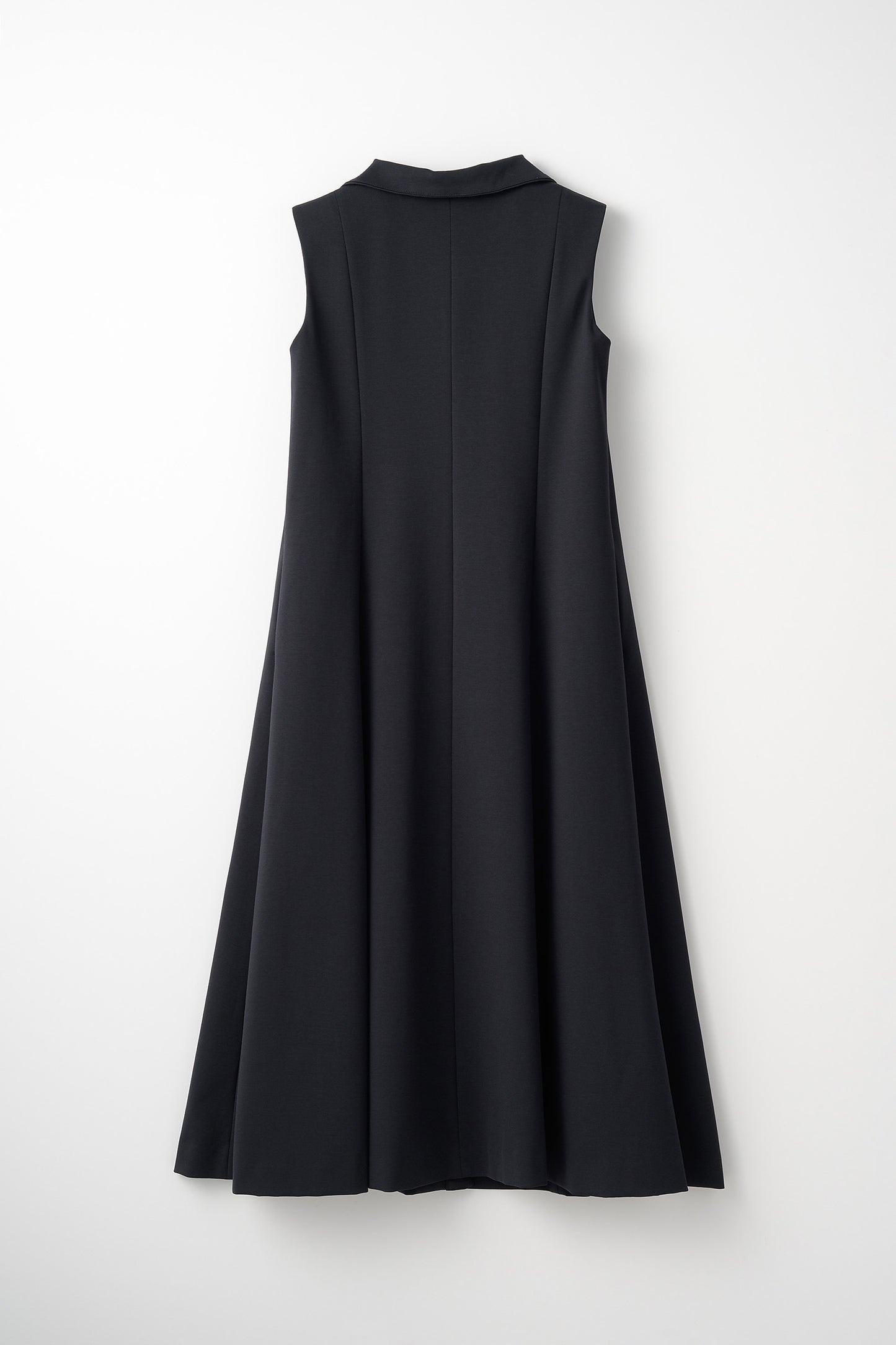 Stand neck flowing  dress(Dark navy)