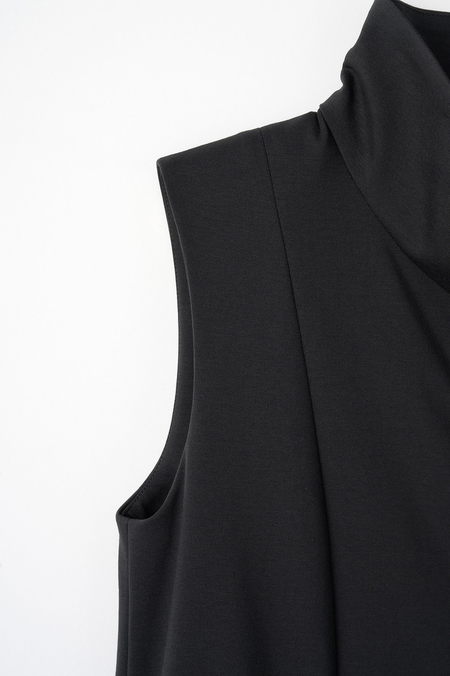 Stand neck flowing  dress(Charcoal Black)