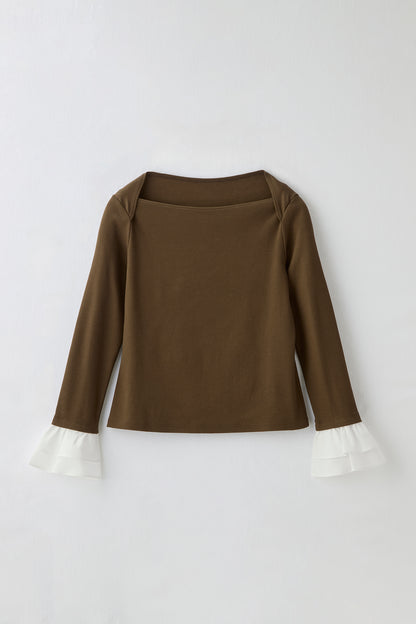 Cream frill tops（Khaki）