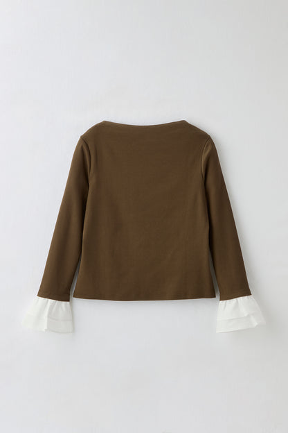 Cream frill tops（Khaki）