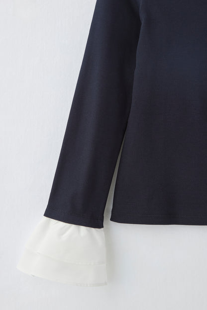 Cream frill tops（Navy）