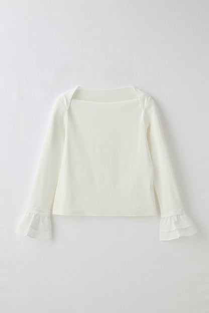 Cream frill tops（White）