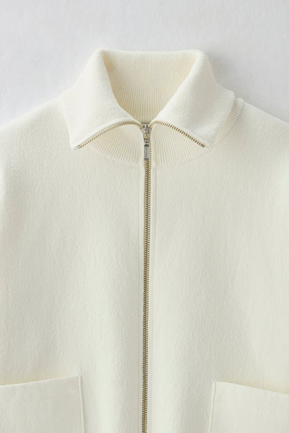 Soft touch zip up（White）