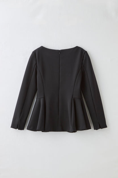 Office jersey peplum tops（Black）