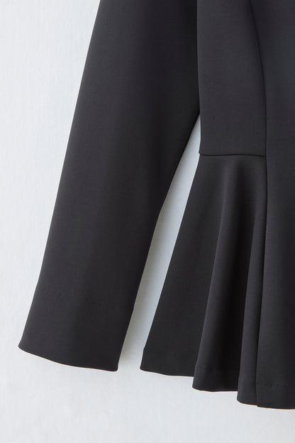 Office jersey peplum tops（Black）