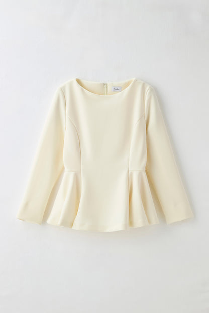 Office jersey peplum tops（Ivory）