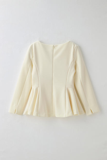 Office jersey peplum tops（Ivory）