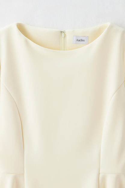 Office jersey peplum tops（Ivory）