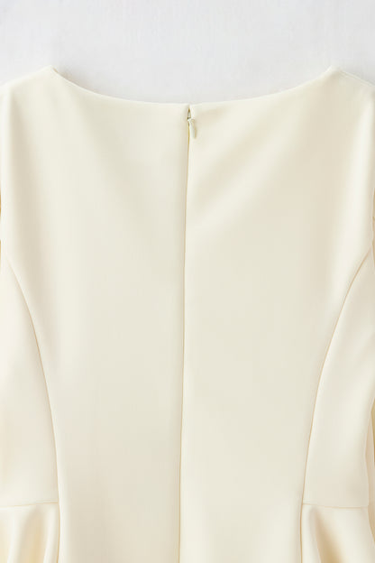 Office jersey peplum tops（Ivory）