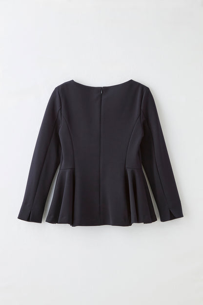 Office jersey peplum tops（Navy）