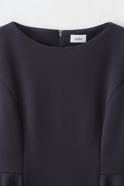 Office jersey peplum tops（Navy）