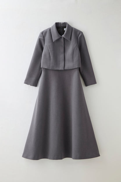 Layered jacket dress（Gray）