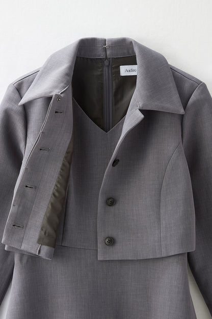 Layered jacket dress（Gray）