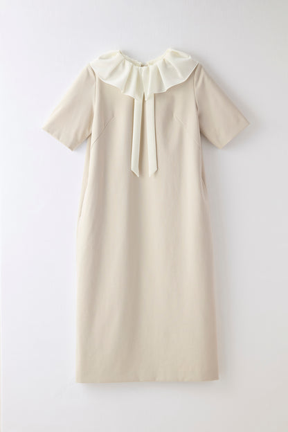 Chiffon collar dress（Beige）