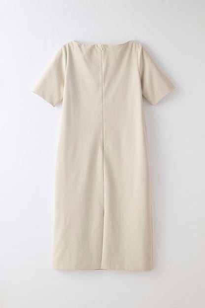 Chiffon collar dress（Beige）