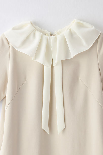Chiffon collar dress（Beige）