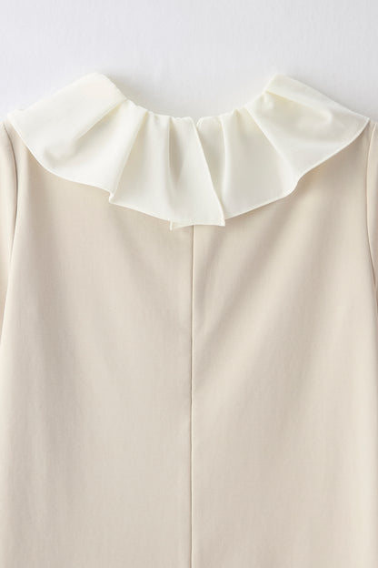 Chiffon collar dress（Beige）