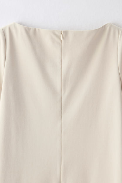 Chiffon collar dress（Beige）