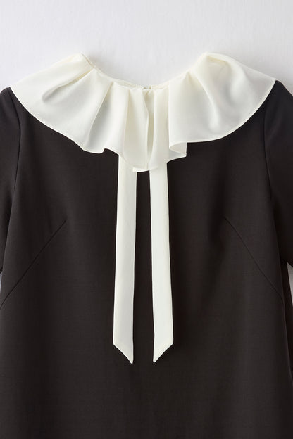 Chiffon collar dress（Black）