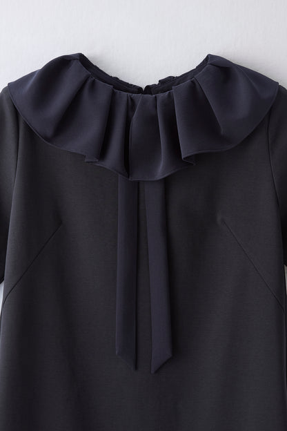 Chiffon collar dress（Navy）