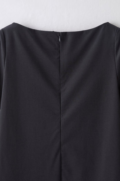 Chiffon collar dress（Navy）