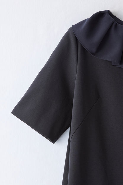Chiffon collar dress（Navy）