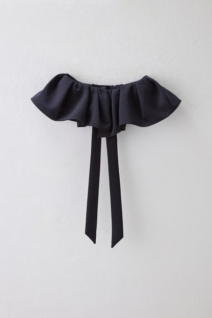 Chiffon collar dress（Navy）
