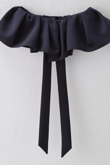 Chiffon collar dress（Navy）
