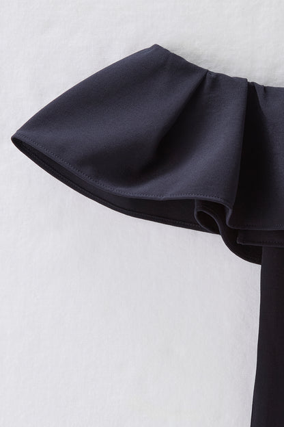 Chiffon collar dress（Navy）