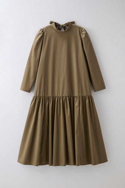 2 pattern ribbon dress（Khaki）