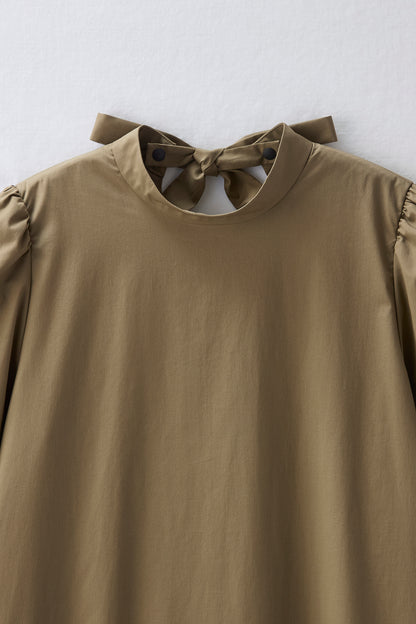 2 pattern ribbon dress（Khaki）