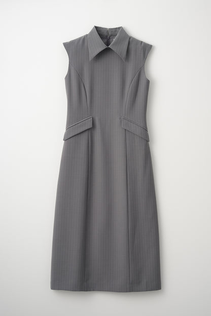 Metropolitan lady dress(Gray stripe)